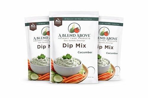 A Blend Above Cucumber Dip Mix, 1 oz, (3 Pack), Gluten-Free, No MSG, All Natural, No Preservatives, Vegetable Dip, Keto Friendly, Low Carb, Easy