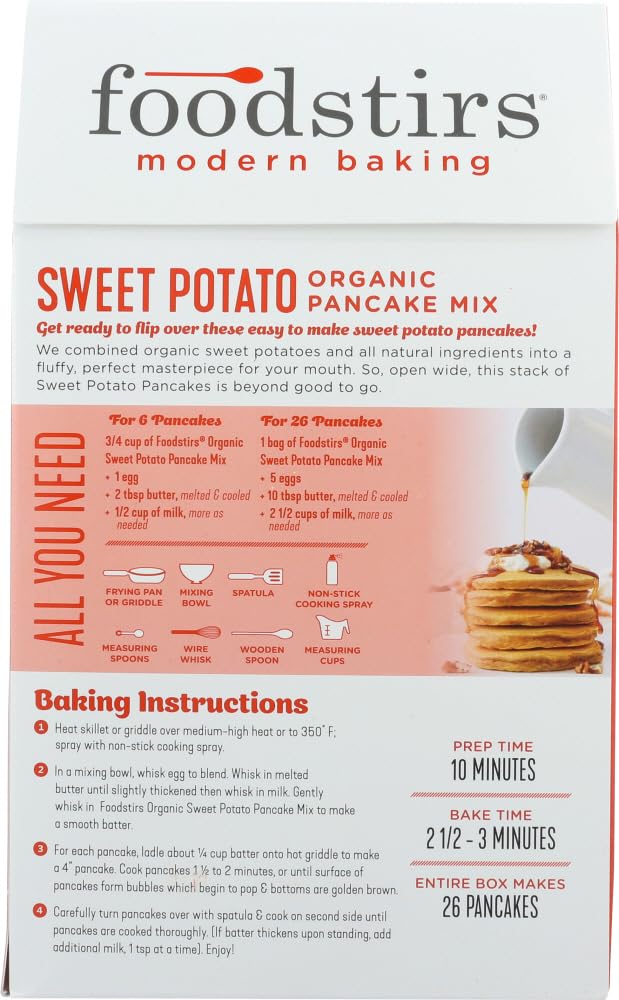 FOODSTIRS Organic Sweet Potato Pancake Mix, 19.5 OZ