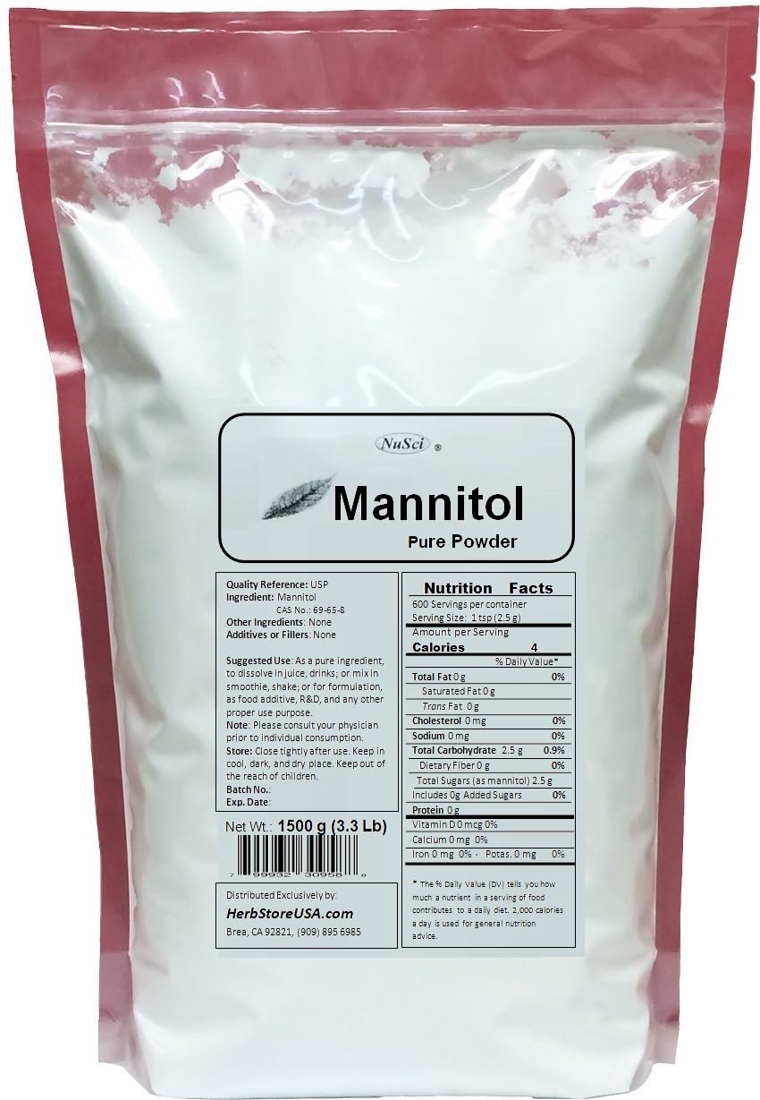 NuSci Pure Mannitol Powder (1500 grams (3.3 lb))
