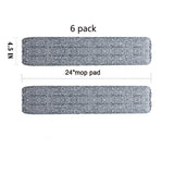 Wet Mop 24" Microfiber Mop Heavy Duty Floor Pads Replacement Kit 6 Pack Reusable Mop Head