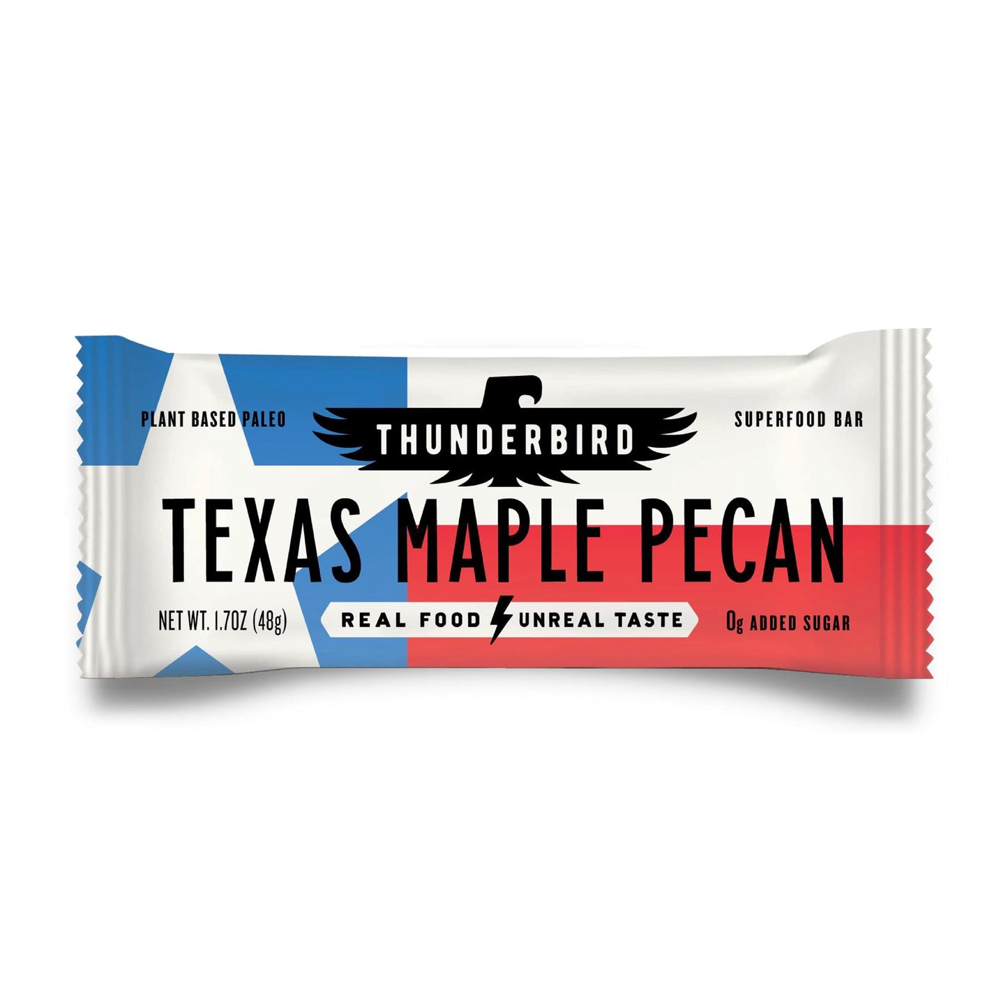Thunderbird Bars Energy Snack, Gluten-Free with Protein, Healthy Real Food, Vegan Paleo Non-GMO, No Added Sugar, Texas Maple Pecan Flavor (12 Count