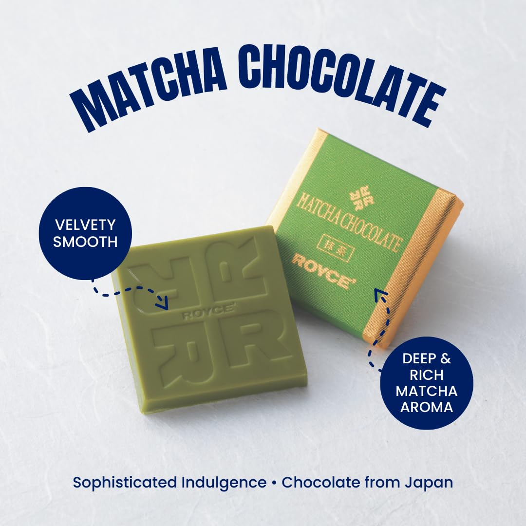 ROYCE Prafeuille Chocolat "Matcha"- Assortment of Green Tea Infused White Chocolate with Matcha Sauce Filling | Luxury Chocolate Gift Set | Japanese