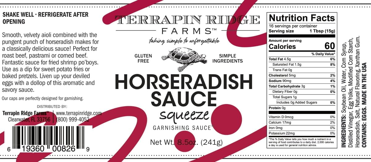 Terrapin Ridge Farms Horseradish Aioli Garnishing Sauce - 8.5 Ounce Squeeze Bottle