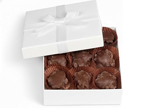 Chocolate Caramel Peanut Clusters White Gift Box - by It's Delish | 12 OZ Premium Dark Chocolate Covered Nuts with Carmel Cluster | Christmas Gifts