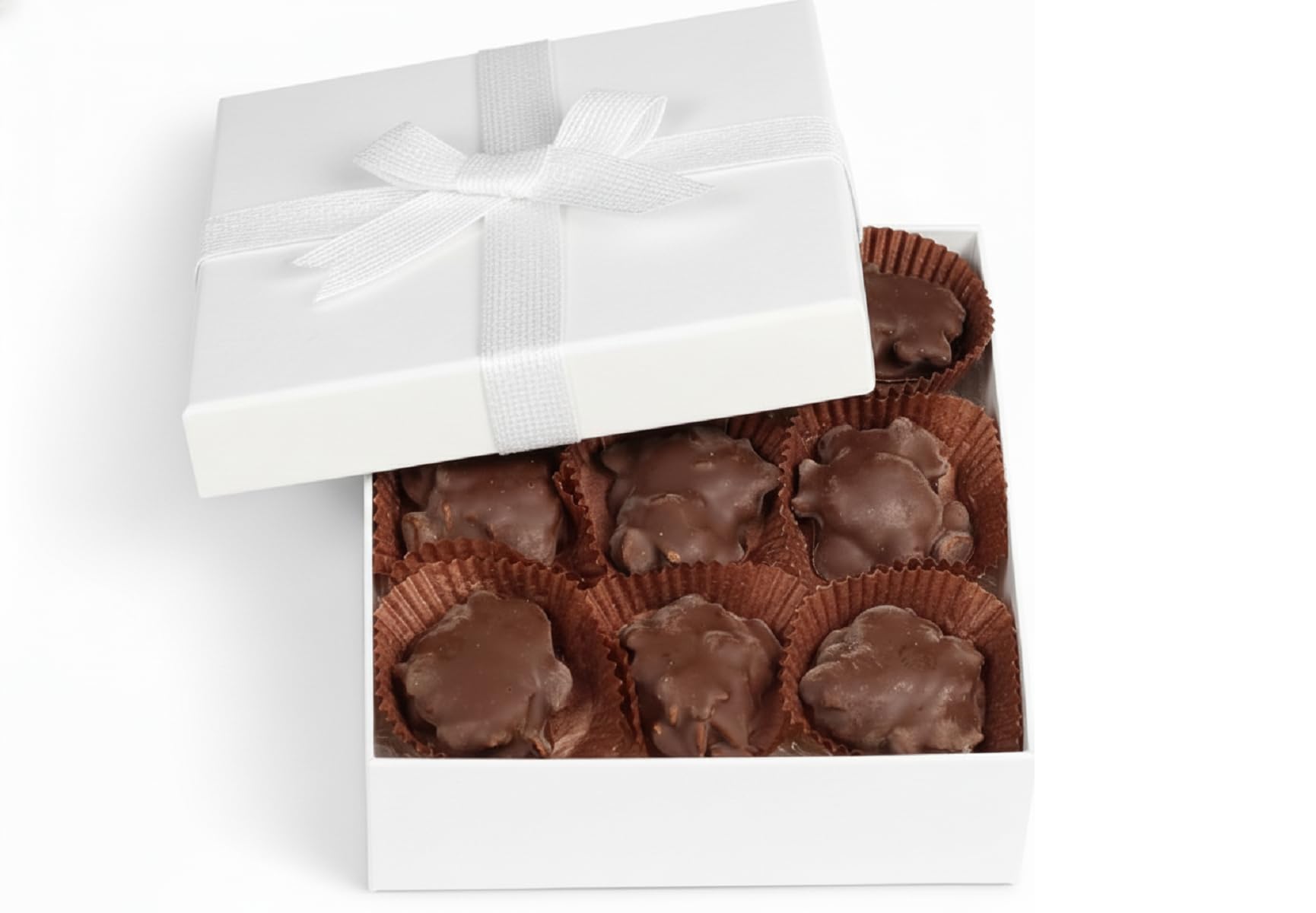 Chocolate Caramel Peanut Clusters White Gift Box - by It's Delish | 12 OZ Premium Dark Chocolate Covered Nuts with Carmel Cluster | Christmas Gifts