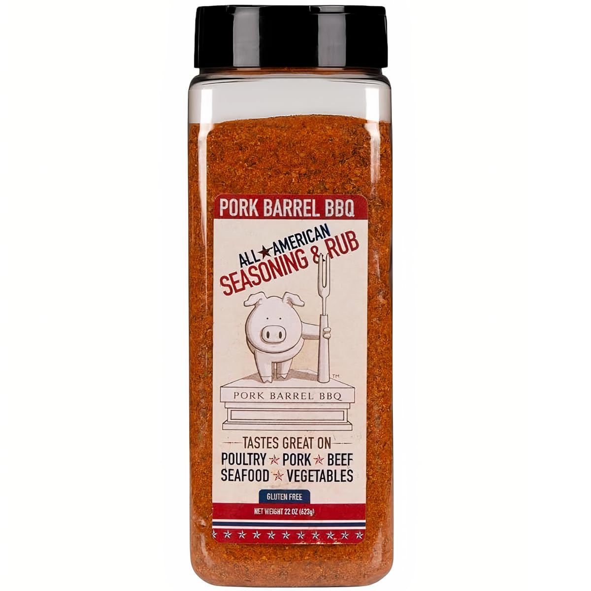 Pork Barrel BBQ All-Purpose BBQ Seasoning & Rub | Sugar-Free, Gluten-Free, MSG-Free | All American BBQ Seasoning for Chicken, Beef & Pork - 22oz Jar