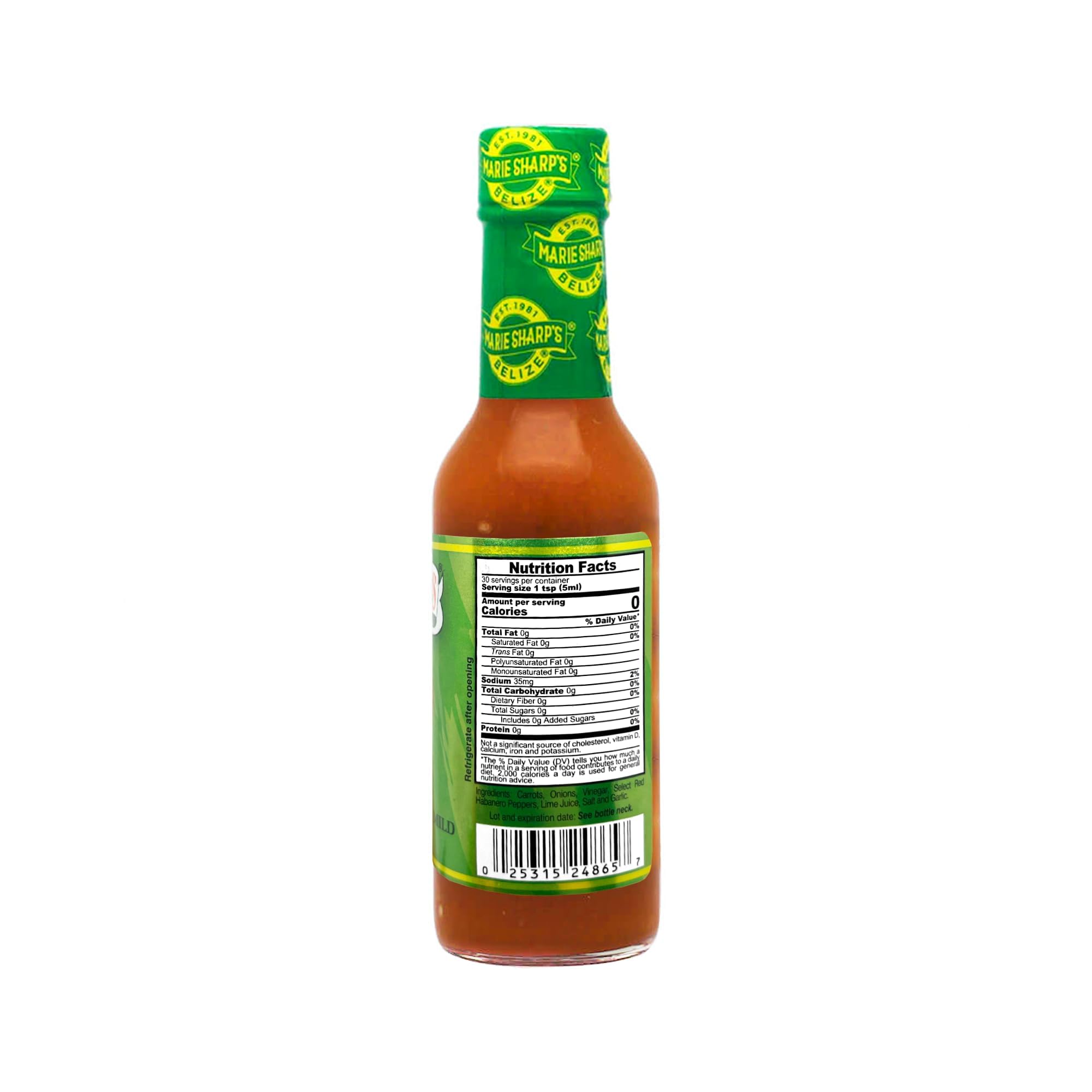Marie Sharp’s Mild Habanero Pepper Sauce, 5 oz | Belizean Hot Sauce with a Gentle Kick | All-Natural Ingredients