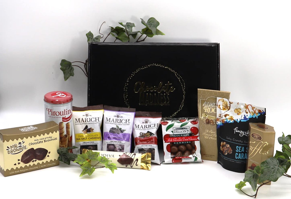 Gift Basket Village - The Madness Gift Box: Gourmet Chocolate, Fruit & Nuts, Truffles, and More, Perfect for Any Occasion, Handcrafted in the USA