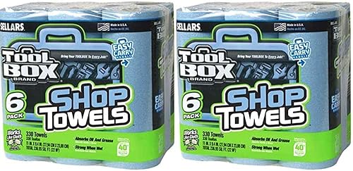 Sellars Absorbent Materials Sellars Wipers & Sorbents 5441602 Blue Shop Towels, 6-Roll Pack - Quantity 1 (Two Pack)