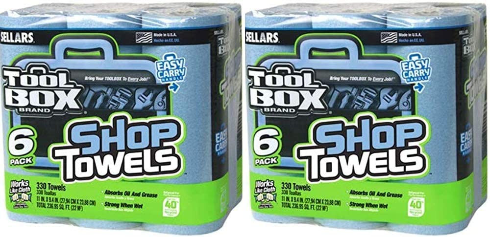 Sellars Absorbent Materials Sellars Wipers & Sorbents 5441602 Blue Shop Towels, 6-Roll Pack - Quantity 1 (Two Pack)