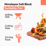 ZK Himalayan Salt Cooking Block 8"x8"x1” Plate with Steel Tray Holder- Food Grade Rock Salt for Grilling, Cutting, and Serving, Salt Slab a Unique