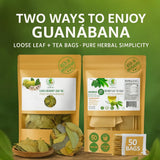Guanábana (Soursop) Herbal Tea Combo - 3.5 oz (100 g) Loose Leaf + 50 Tea Bags (2 g Each) - Dried Soursop Leaves - 100% Natural, Vegan, Non-GMO