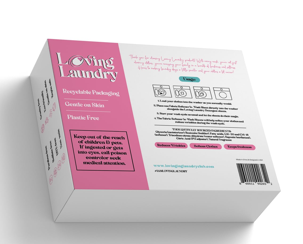 LOVING LAUNDRY -IN WASHER Fabric Softner Sheets- No Fancy (no fragrance) Scent -Enhanced Softness- Plant Based- Softens & Removes Static Cling- Long