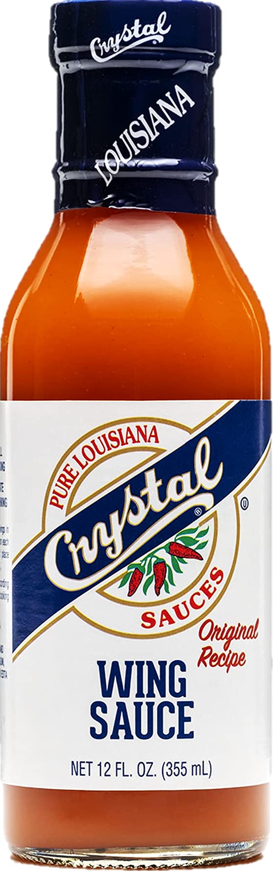 Crystal Pure Louisiana Original Wing Sauce, 12 Ounces (Pack of 1) - Aged Cayenne Peppers, Buffalo Wing Marinade, Bake, Broil, Grill