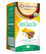 Davidson's Organics, Herbal Classic Chai, 25-count Tea Bags, Pack of 6