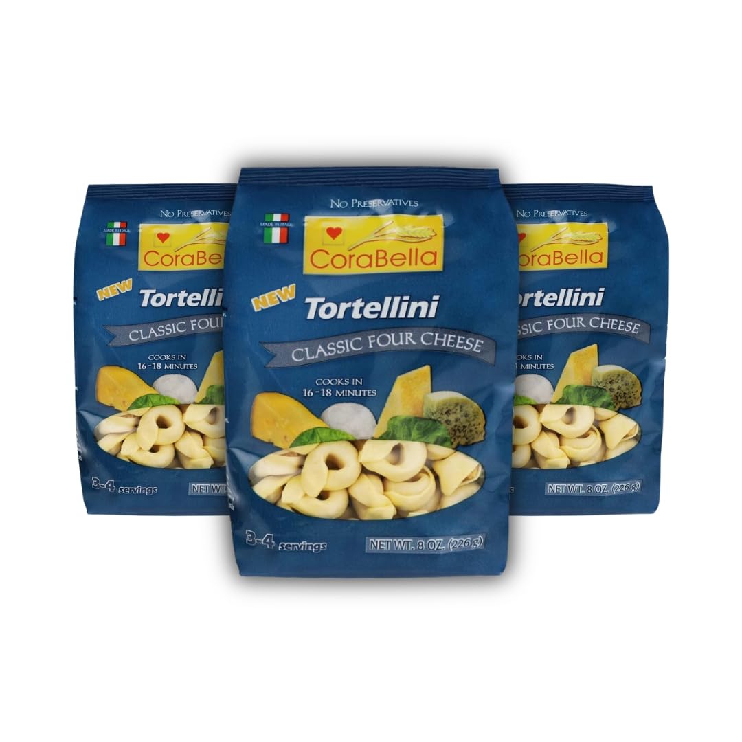 Corabella Four Cheese Tortellini Pasta, Non GMO | Classic Four Pure Cheese | No Preservatives - Premium Ingredients Italian Flavor - Made In Italy