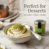 Sciara Chopped Pistachios - Sicilian Unsalted Pistachio Nuts from Bronte Italy - Premium Crushed Pistachios for Baking & Topping - Glass Jar 100g (3.5