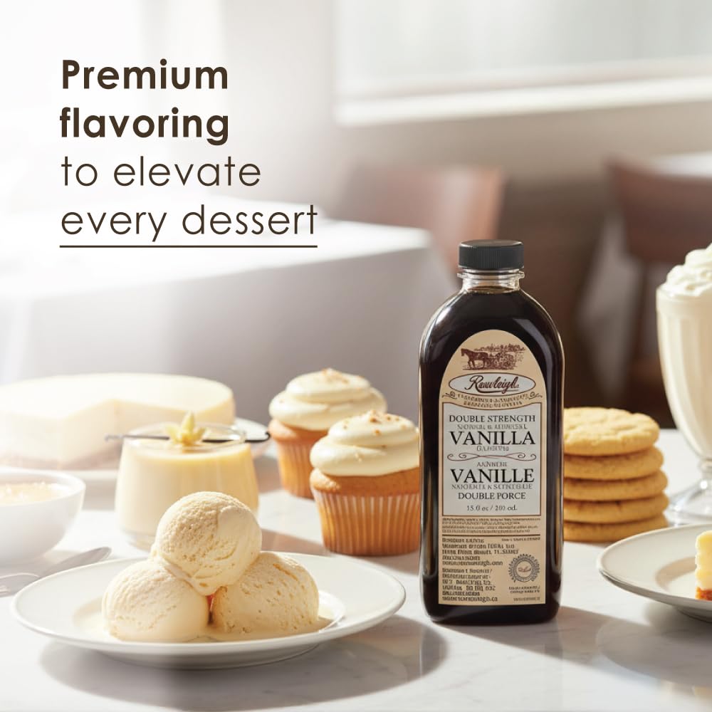 Double Strength Vanilla Flavoring - 2X Concentrated Vanilla from Pure Bourbon Madagascar Beans | Rich Baking Flavor, Use Less | 12 fl oz Value Size |