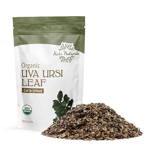 Halo Naturals Organic Uva Ursi Leaf Cut & Sifted, 4 Ounces (Arctostaphylos uva ursi) USDA Certified | Resealable Pouch| Packaged in The USA