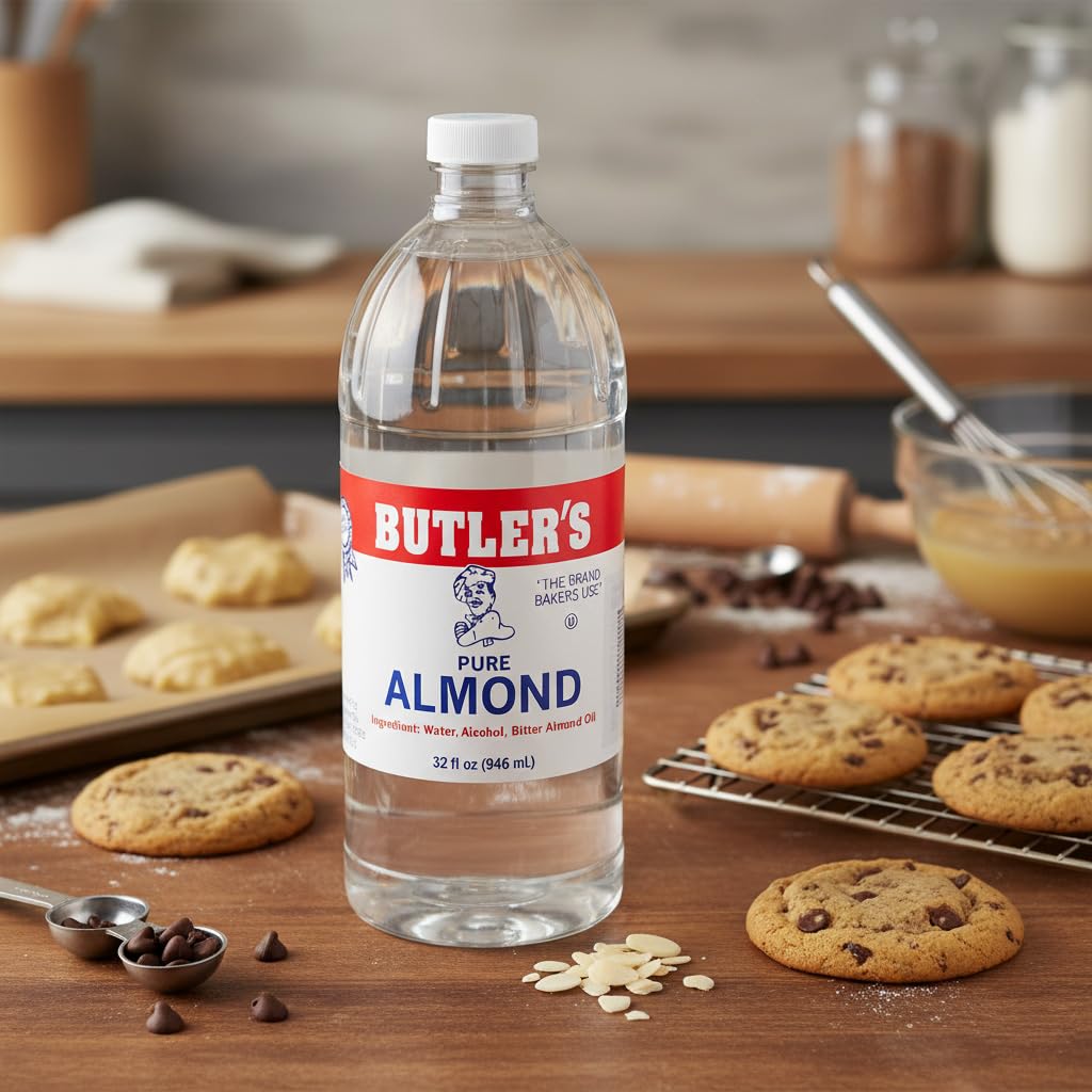 Pure Almond Extract, 32 Fluid Ounce, 1 Quart Bottle, Hampton Distribution