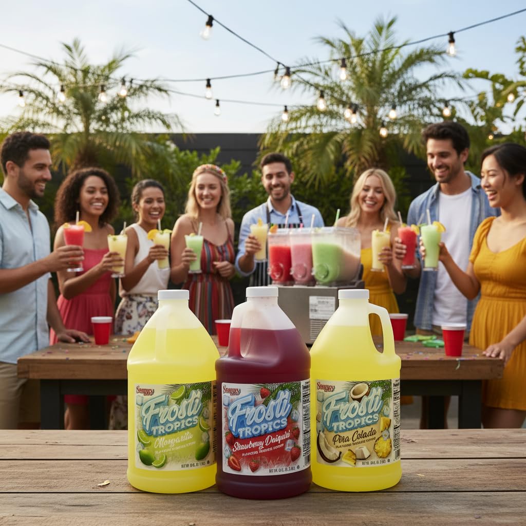 Snappy Frosti Tropics Margarita Slushie Mix, 1/2 Gallon, Slushy Syrup for Machines, Granita, Cocktails and Blended Drinks