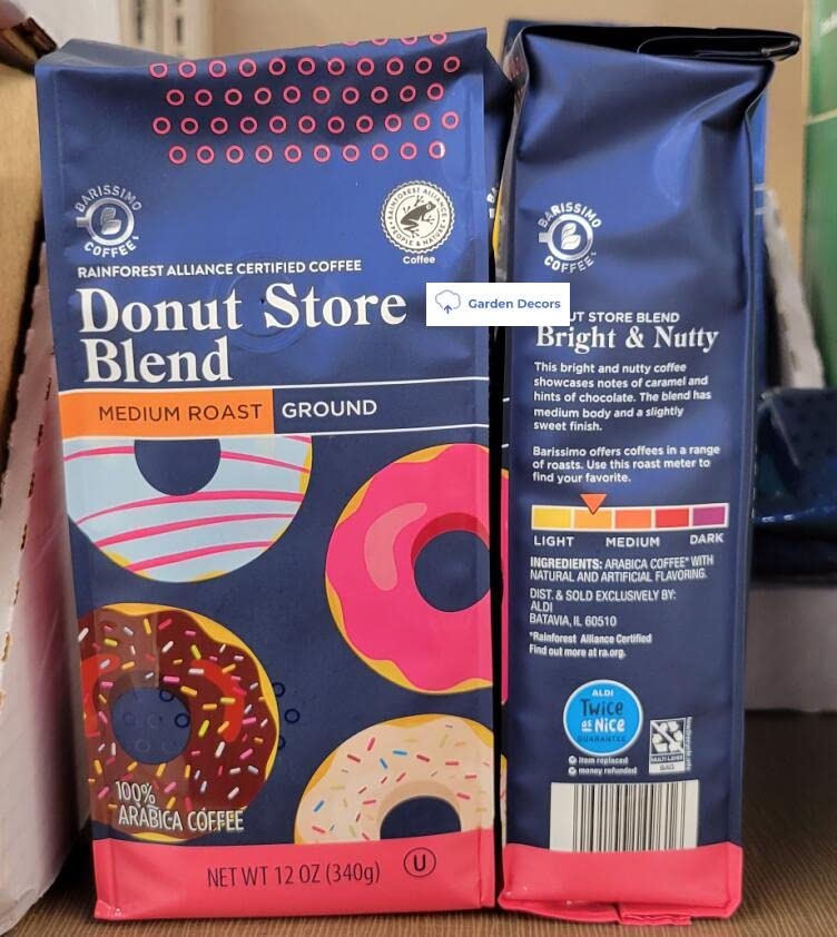 Barissimo Donut Store Blend Ground Coffee Medium Roast 12oz 340g (Two Bags)
