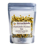SavorSatch Whole Dried Chamomile Flowers - 1 oz Resealable Pouch | Herbal Tea Ingredient for Calming Tea, Skincare, Infusions & Relaxation