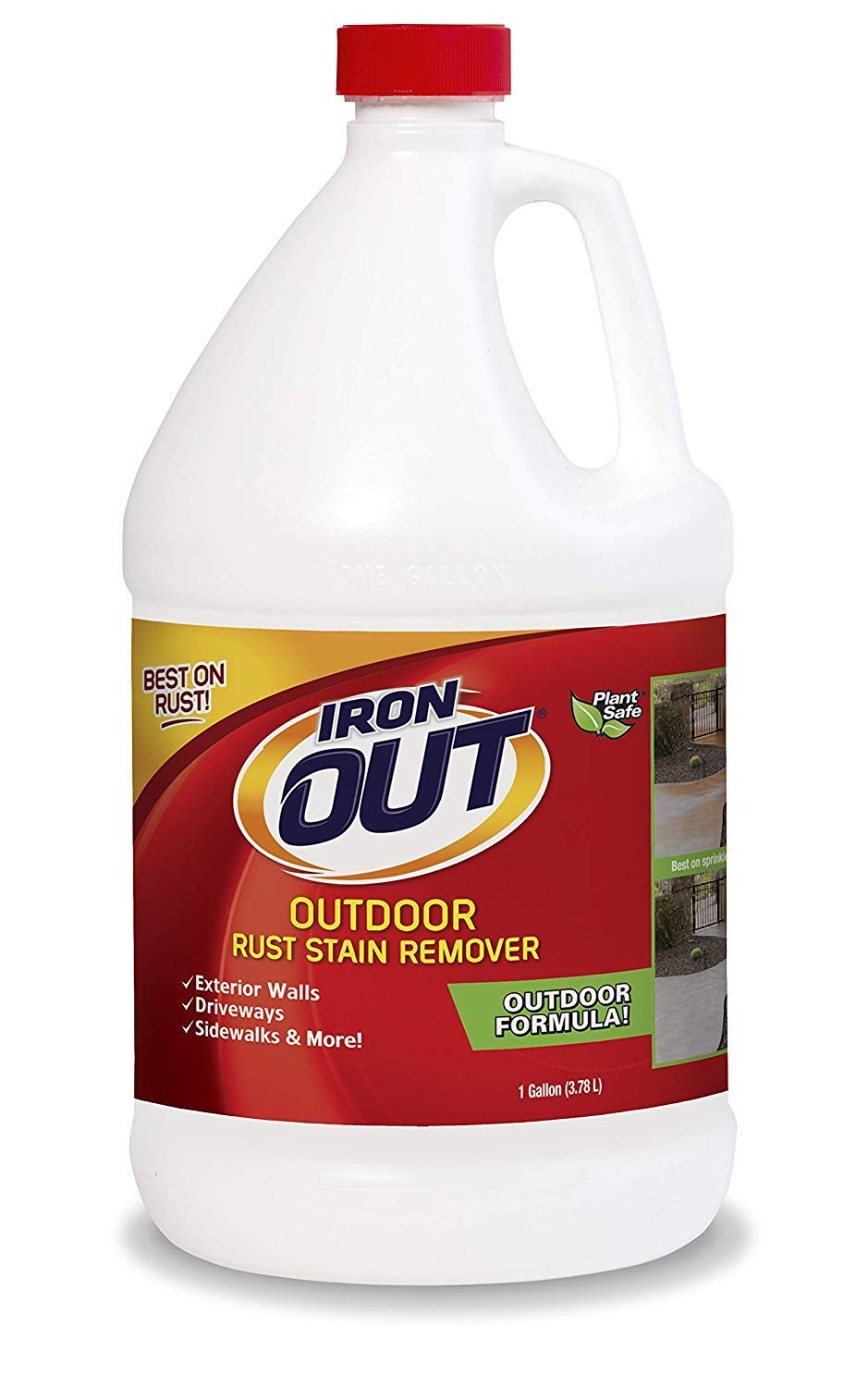 Iron OUT Liquid Rust Stain Remover, Pre-mixed, Quickly Removes Rust Stains from Concrete, Vinyl and Other Outdoor Surfaces, No Scrubbing, Safe to Use