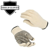 PackagingSuppliesByMail PSBM PVC Dot Gloves Single Side Work Safety Dotted Industrial Non-Disposable Glove Men's Size - Large 2 Dozens