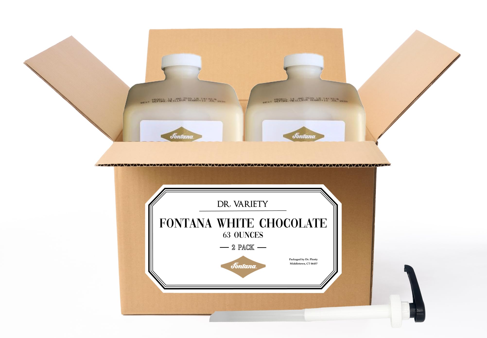 Fontana White Chocolate Mocha Sauce (63 oz, 2 Pack) - Premium White Chocolate Flavoring for Coffee, Lattes, Desserts & Baking - Includes Dispensing