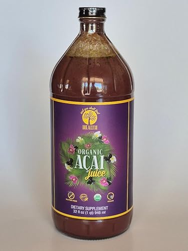 Organic Only ACAI 100% Pure Juice 32oz (1qt) Vitamin, Antioxidant & Omega Rich Liquid Fruit Puree 30g of Whole Superfruit Per Serving Gluten-Free