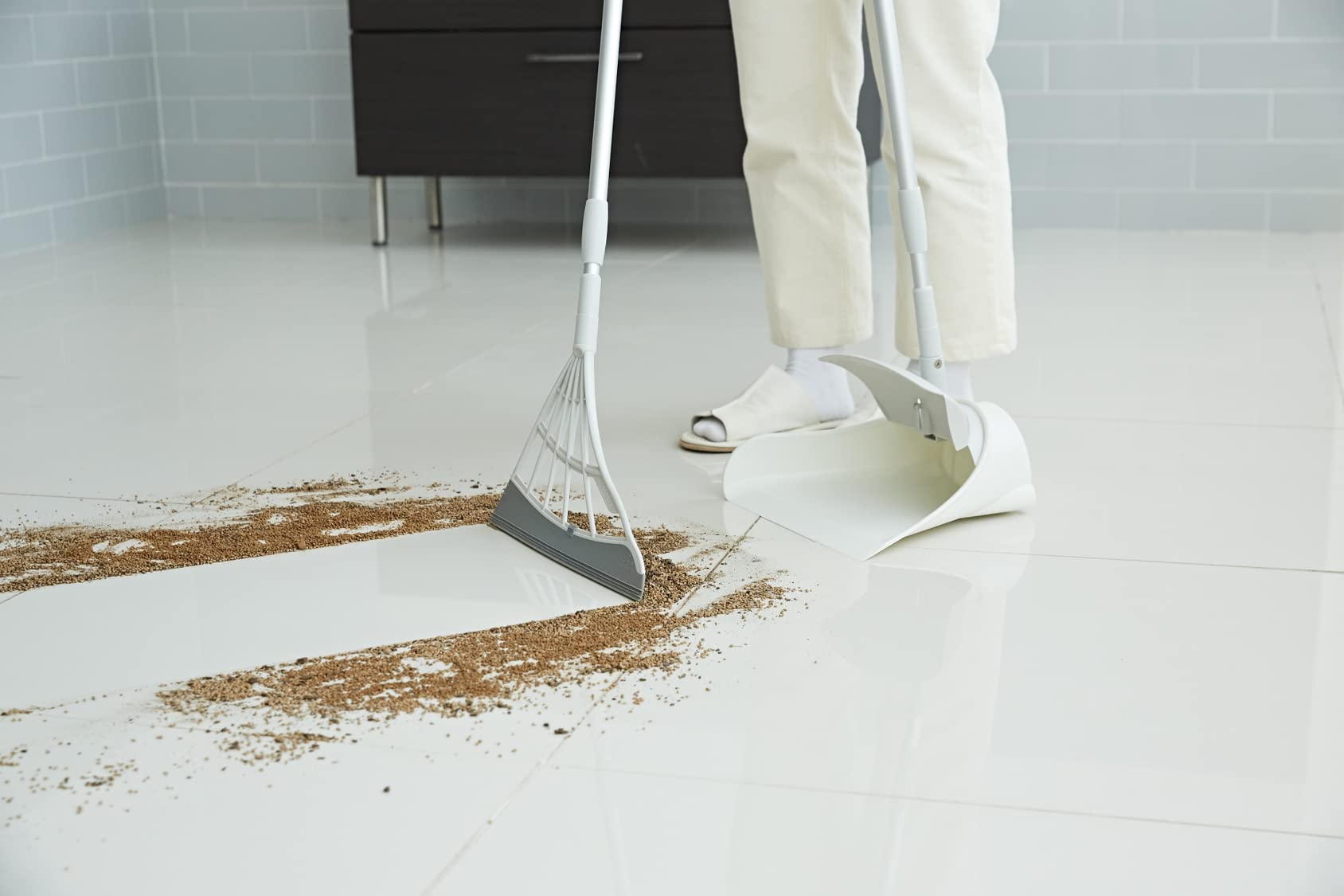 Broombi and Dustpan Set - All-Surface Silicone Broom & Squeegee for Indoor Cleaning - Sweeps Glass, Dust, Removes Pet Hair, Liquids - Smooth Floors
