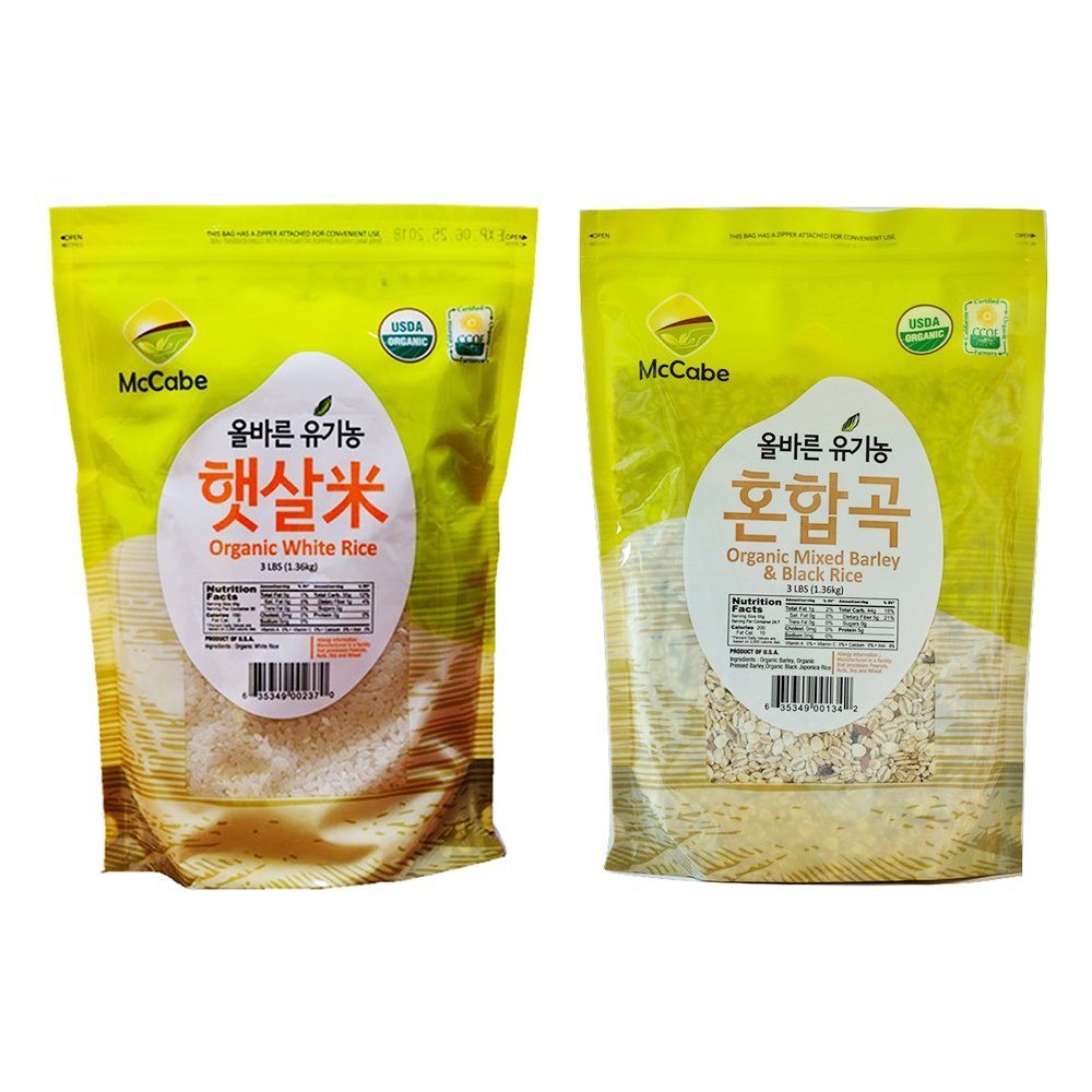 McCabe Organic Grain, 3-Pound (2-Pack) (White Rice and Mixed Barley & Black Rice) | USDA and CCOF Certified | Product of USA