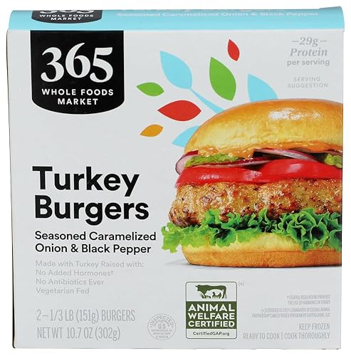 365 by Whole Foods Market Seasoned Caramelized Onion & Black Pepper Turkey Burgers, 10.7 OZ