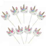 72 Pack Rainbow Unicorn Cupcake Toppers, Double Sided Unicorn Cupcake Toppers Glitter Pegasus for Cupcake Party , Wedding Decoration