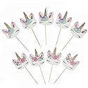 72 Pack Rainbow Unicorn Cupcake Toppers, Double Sided Unicorn Cupcake Toppers Glitter Pegasus for Cupcake Party , Wedding Decoration