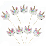 72 Pack Rainbow Unicorn Cupcake Toppers, Double Sided Unicorn Cupcake Toppers Glitter Pegasus for Cupcake Party , Wedding Decoration