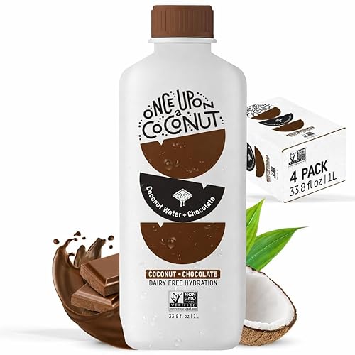 Once Upon a Coconut Premium Chocolate Coconut Water 1L - Low Calorie All-Natural Drink with Electrolytes - Non-GMO - Gluten-Free -33.8 Fl Oz (Pack