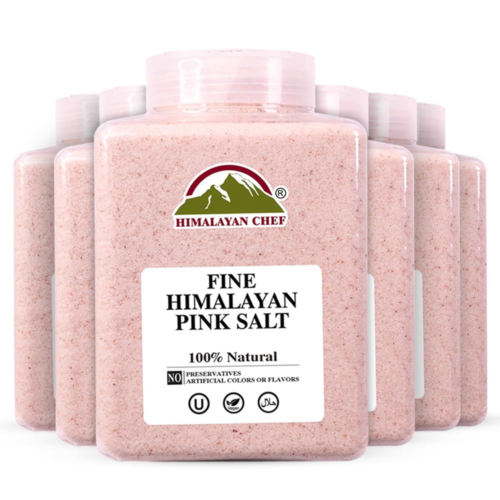 Himalayan Chef Pink Salt Fine Plastic Jar 5 Lbs, Pure 100% Natural Gourmet Pink Salt, Add Essential Minerals | Perfect for cooking & Seasoning, Pack