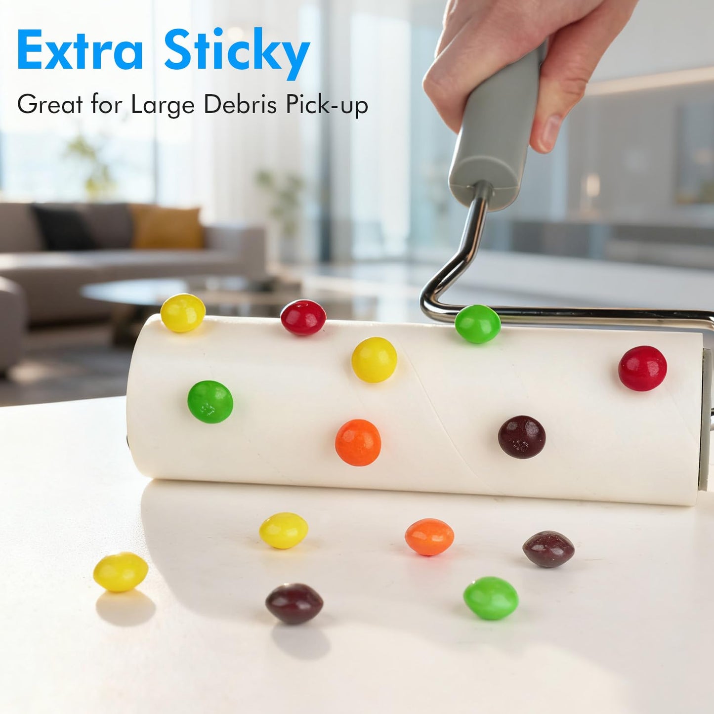 Extra Sticky Large Surface Lint Roller, 6.3'' Giant Lint Roller for Pet Hair, Lint Remover Roller for Cat Hair, Clothes, Furniture (1 Handle + 450