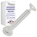 Universal Garbage Disposal Cleaner - 12" Long Kitchen Sink & Drain Cleaning Brush - Sturdy T-Grip Handle Disposer Cleaner - Removes Residue & Odor