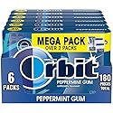 ORBIT Gum Peppermint Sugar Free Chewing Gum Individually Wrapped Mint Mega Packs, 6 Count, 30 Piece Bulk Box