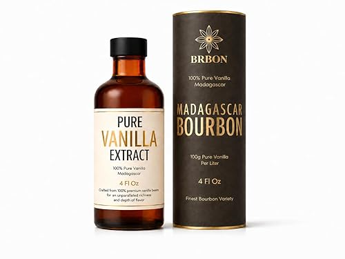 BRBON 4oz Pure Vanilla Extract | Made from Premium Madagascar Bourbon Vanilla Beans | Pure Extract Perfect for Baking, Cooking & Desserts | Non-GMO