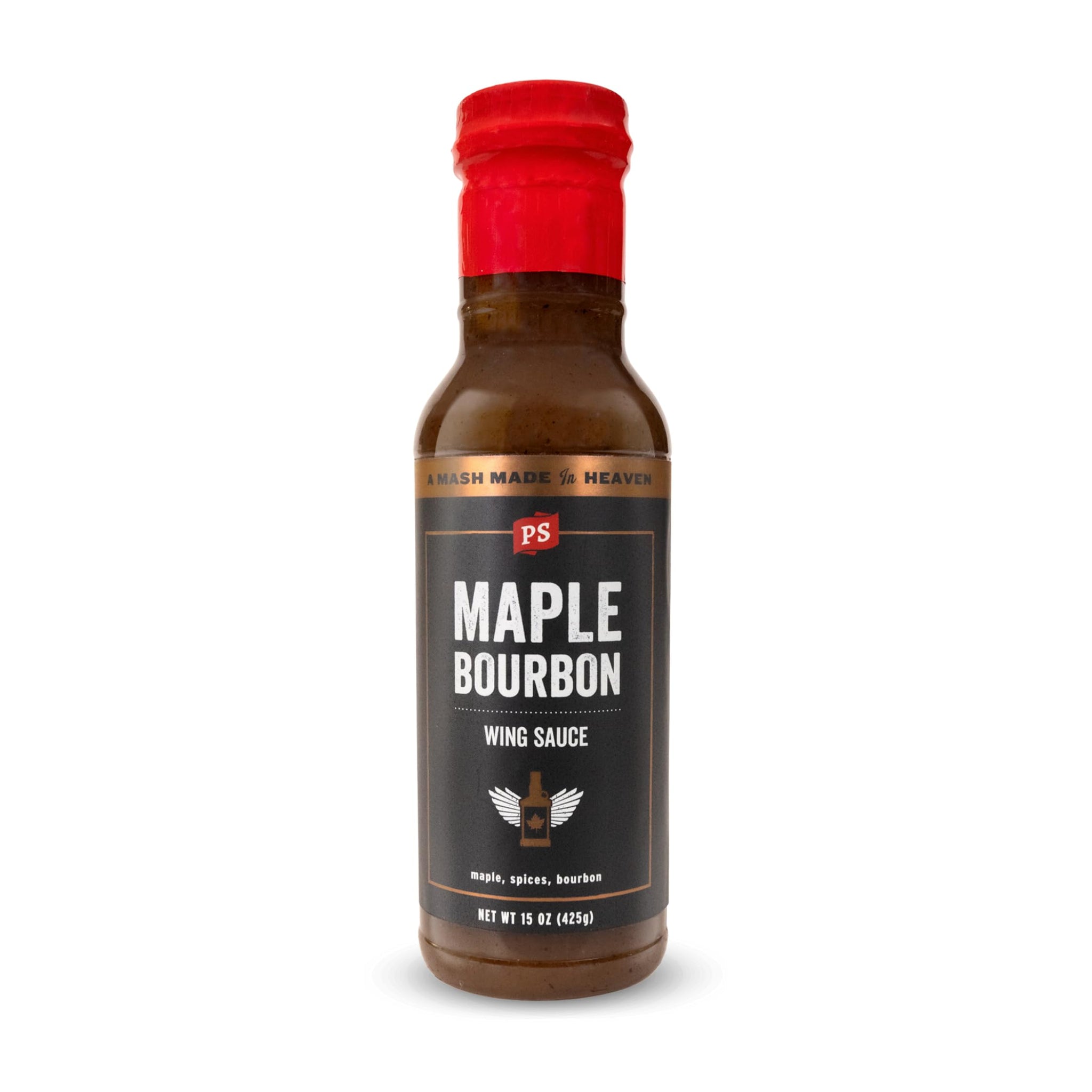 PS Seasoning Maple Bourbon Chicken Wing Sauce - Smoky and Tangy All-Purpose Wing Sauce for Dipping, Tossing, Glazing, Marinating - Great for Chicken