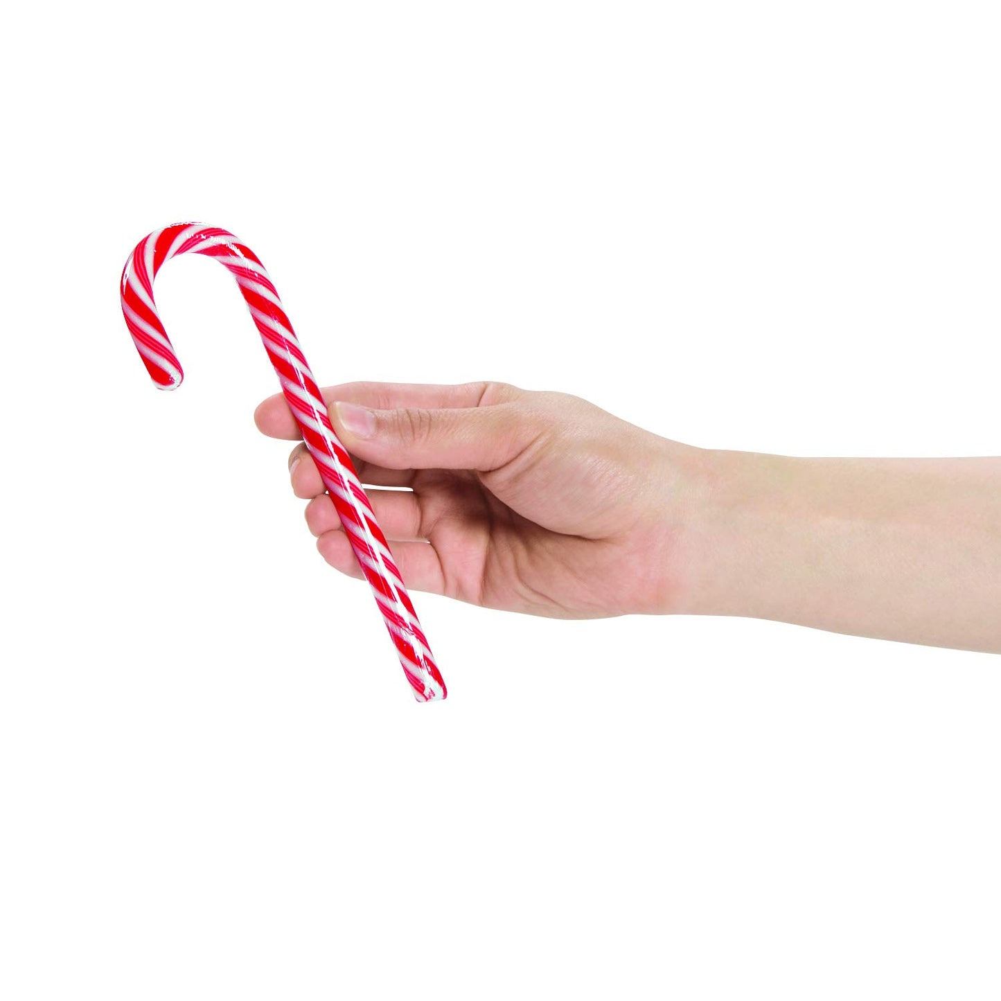 Fun Express Giant Candy Canes Peppermint Sticks - 12 Pack Individually Wrapped Christmas Candy for Holiday Decorations | Large 7 Inch Red & White Hard