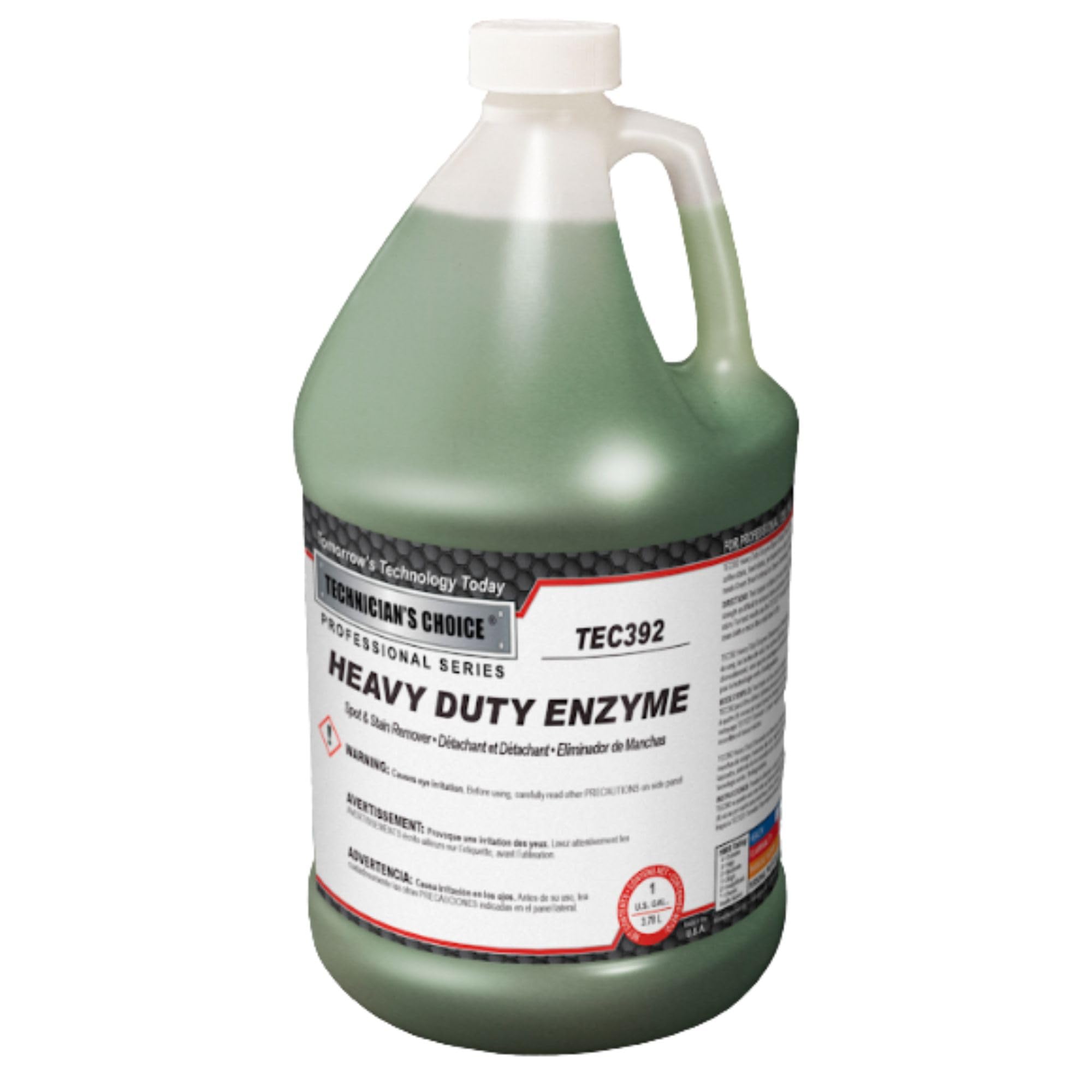 Technicians Choice TEC392 Heavy Duty Enzyme Spot & Stain Remover - Concentrated Carpet & Upholstery Cleaner | Low Suds, No Residue, Hot or Cold Water