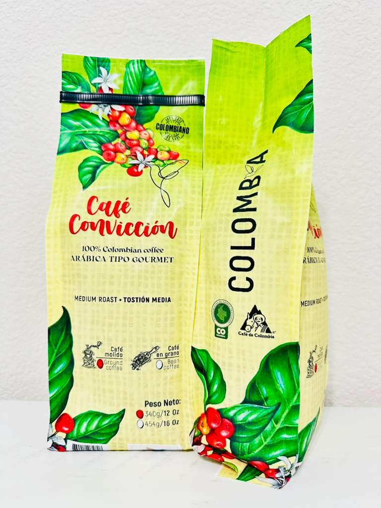 Cafe Conviccion - Premium Colombian Coffee 100% Arabica | Medium Roast | Freshly Ground | Specialty Coffee | 340gr/12 oz Resealable Bag