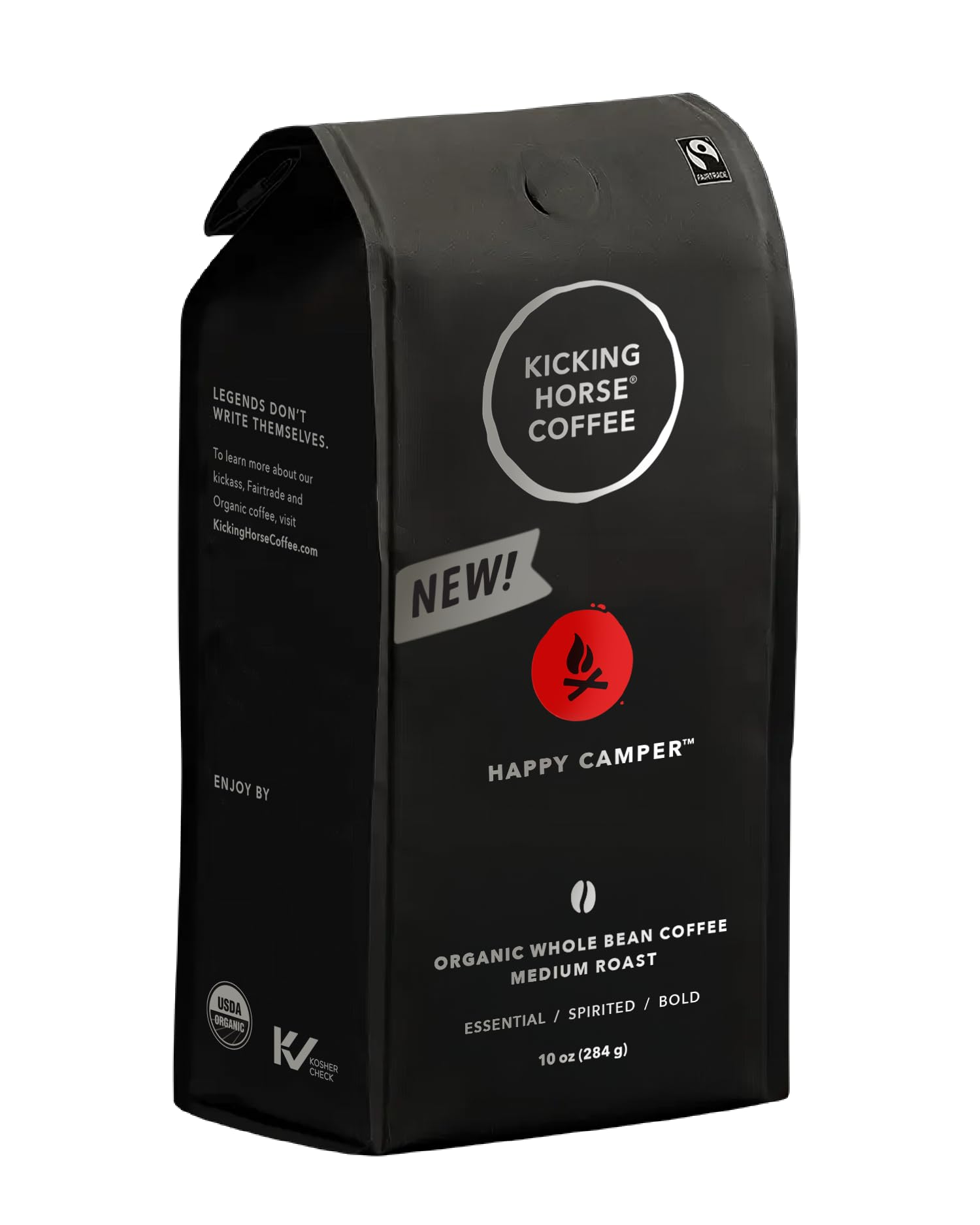 Kicking Horse Happy Camper Whole Bean Coffee, 10 Ounce - Certified Organic, Fairtrade, Kosher Coffee