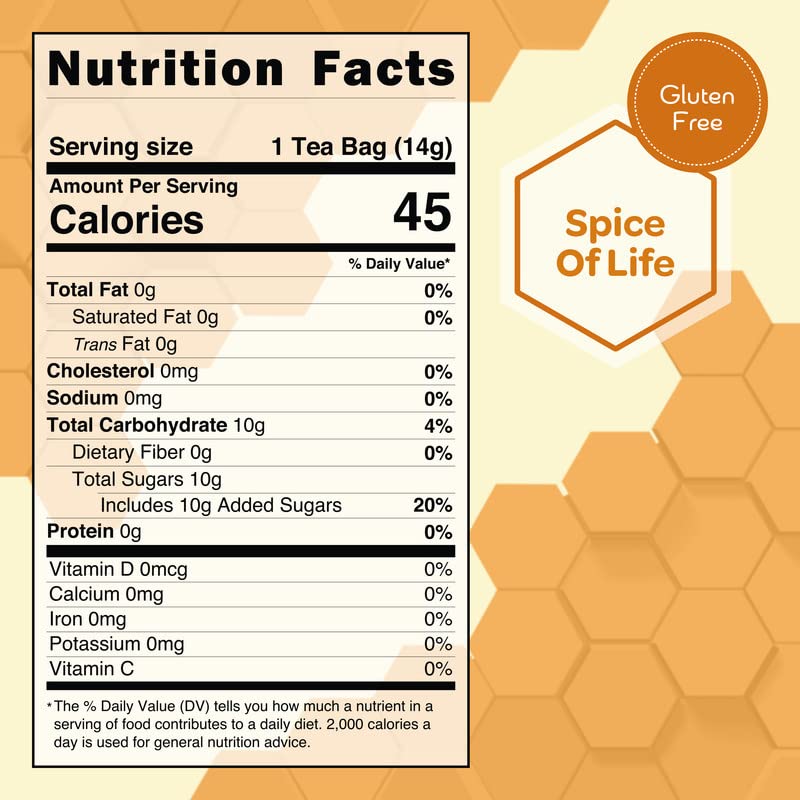 True Honey Chai Tea Bags - Providing Herbal Wellness - All Natural Organic Cinnamon, Clove, Coriander, Anise and Fennel Black - Blended with Honey