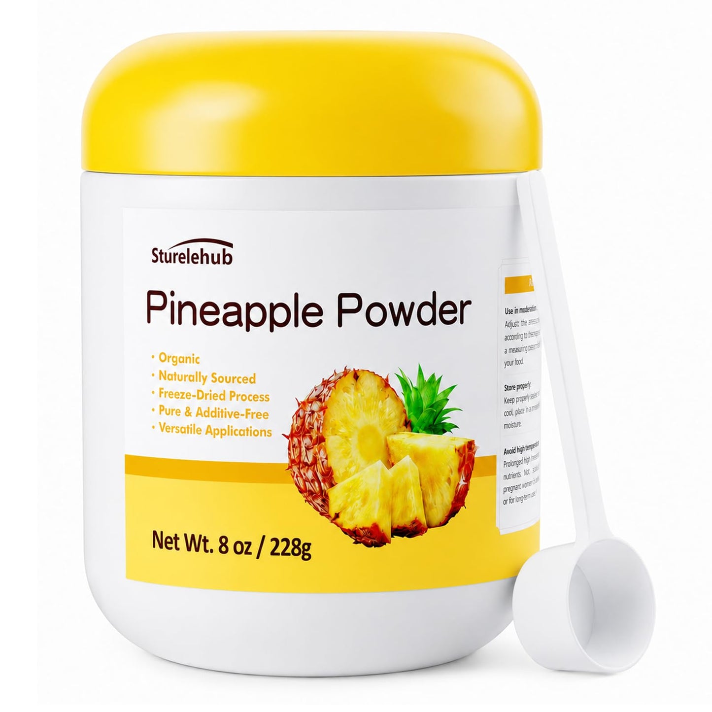 Pineapple Powder, Organic Pineapple Powder, 8oz / 228g, Natural Freeze-Dried, Gluten-free, for Drinks, Cooking, Baking